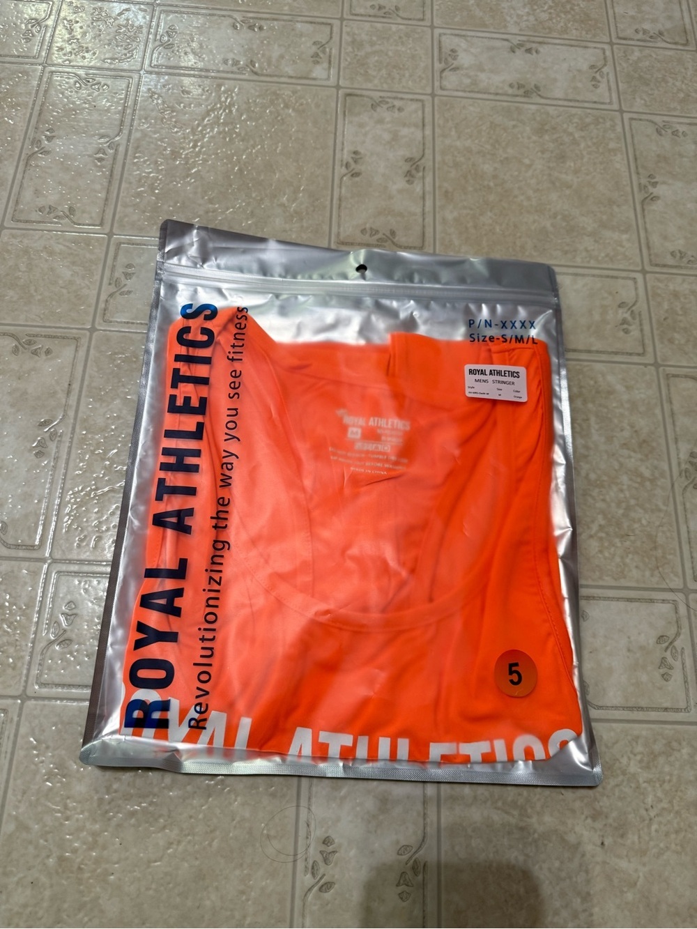 Men's Orange (Stringer) Racerback Tank - Picture 5 of 6